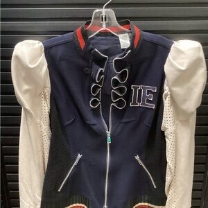 Women's Navy and Cream Jacket; Size:S